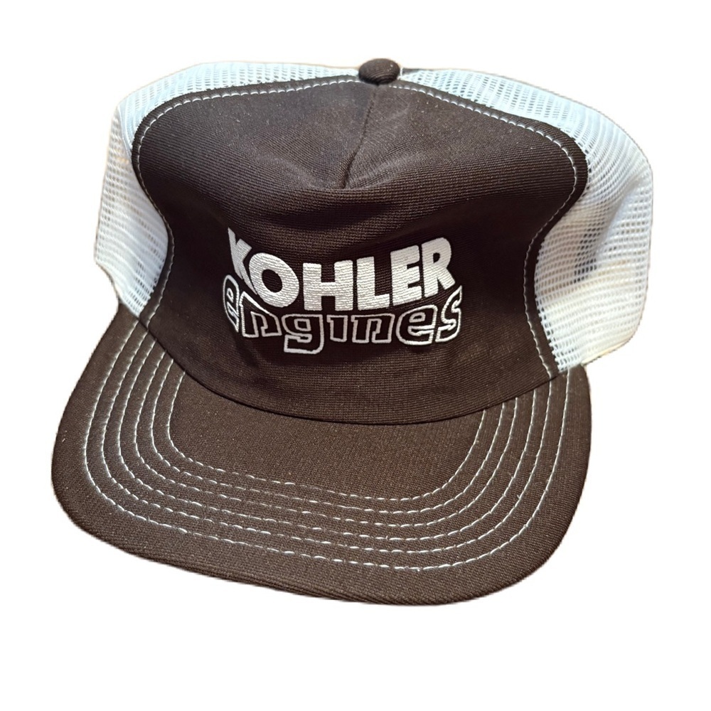 Vintage Kohler Engines Brown Mesh Back Trucker Hat 90s SnapBack